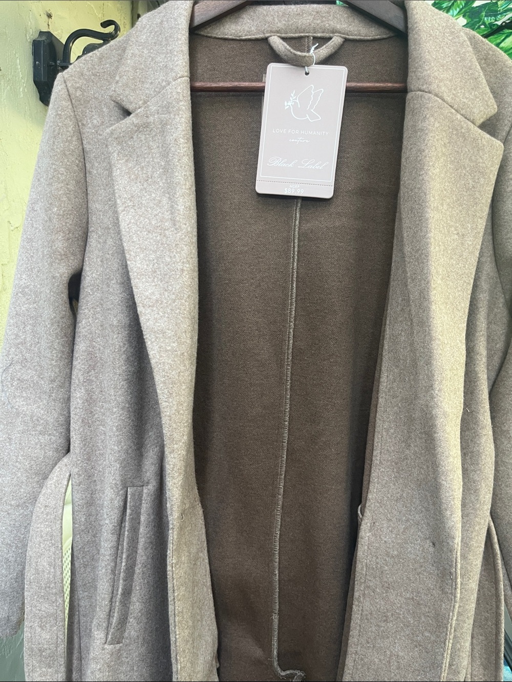 Love For Humanity NWT Black Label Wool-Like Midi Trench Coat Mauve M 22” p2p - Picture 3 of 17